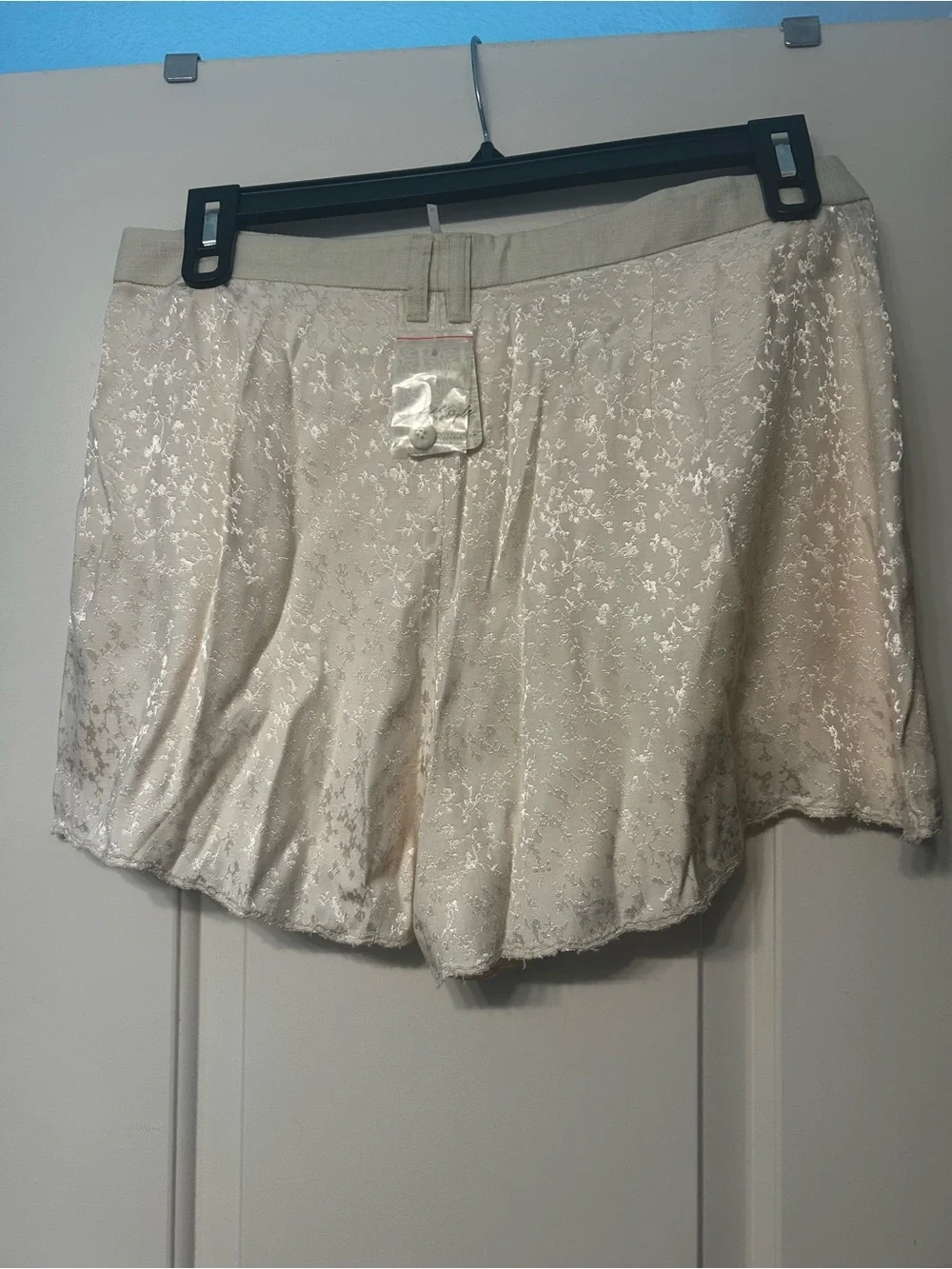 Free People Ivory Floral Satin Button-Front Skort Shorts